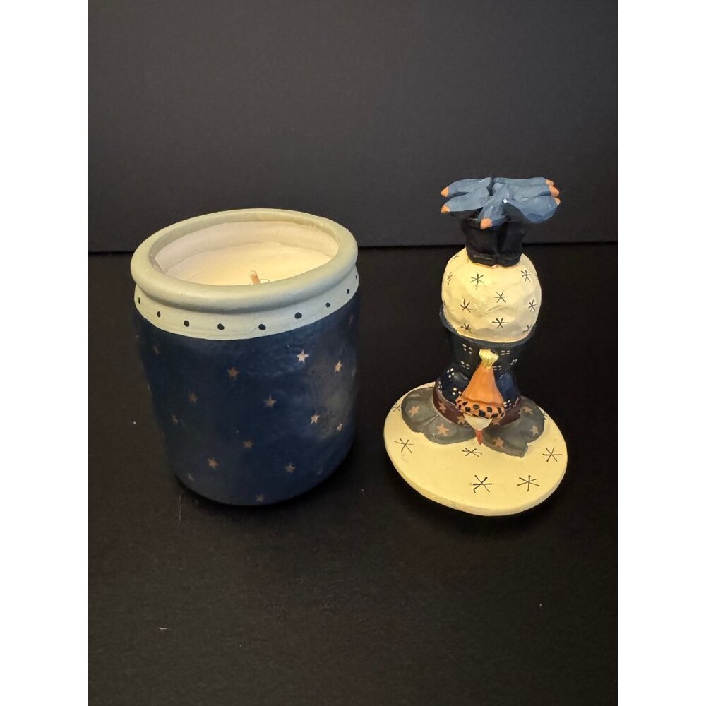 Vintage WILLIRAYE Studio Snowman Bluebird Candle Rustic - Picture 7 of 16